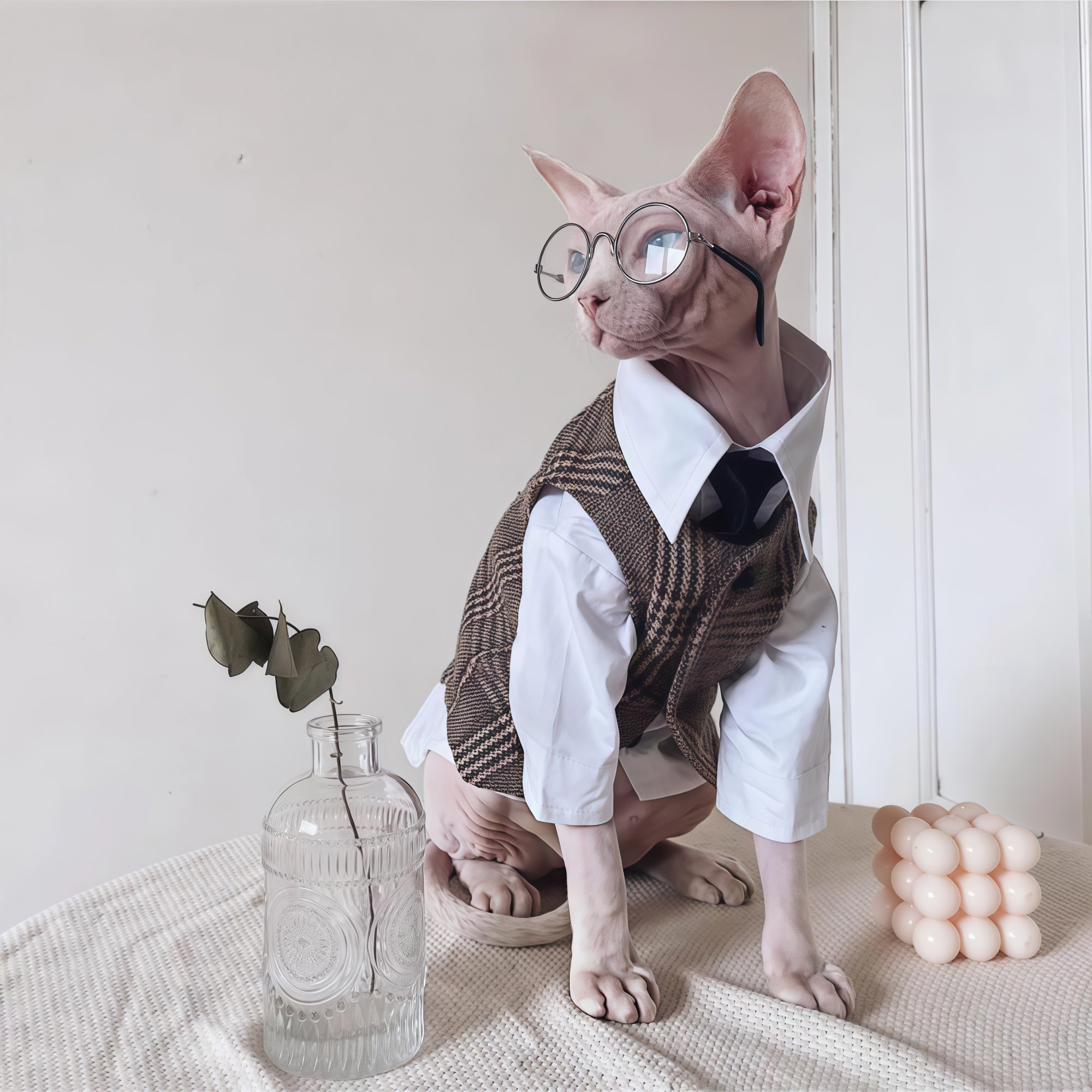 British Gentlecat Energy ✨🐾 Sphynx Suit-Up Sets for Cozy Skin + Maximum “Main Character” Photos