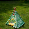 ZEZE Green Gingham Pet Teepee Tent