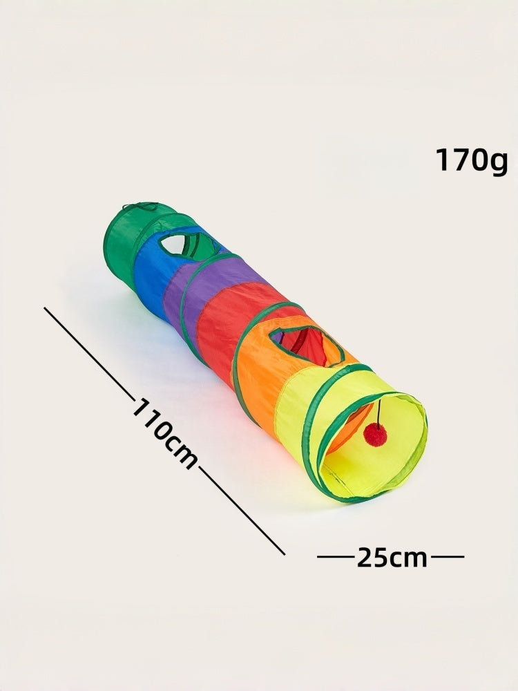 Rainbow Plush Cat Tunnel Toy