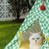 ZEZE Green Gingham Pet Teepee Tent