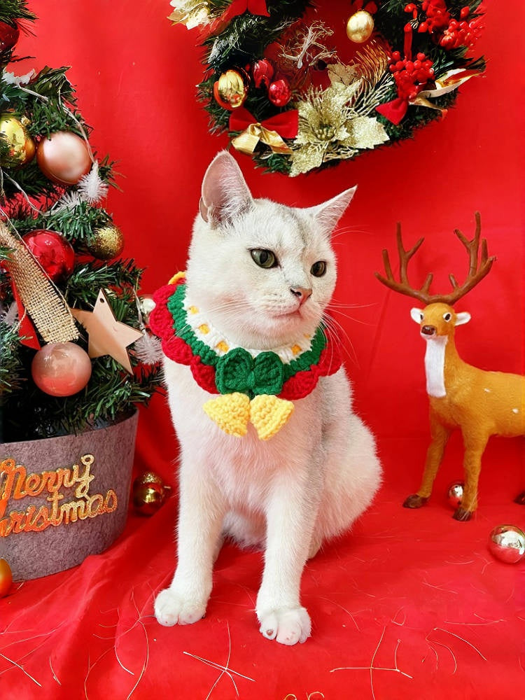 Handwoven Holiday Pet Collar Bib