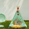 ZEZE Green Gingham Pet Teepee Tent