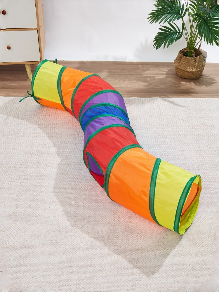 Rainbow Plush Cat Tunnel Toy