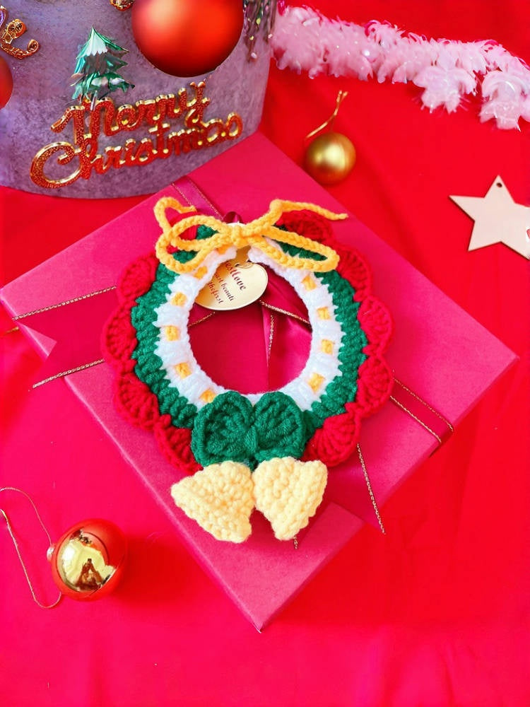 Handwoven Holiday Pet Collar Bib