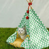 ZEZE Green Gingham Pet Teepee Tent