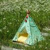 ZEZE Green Gingham Pet Teepee Tent
