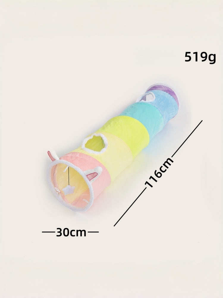 Rainbow Plush Cat Tunnel Toy