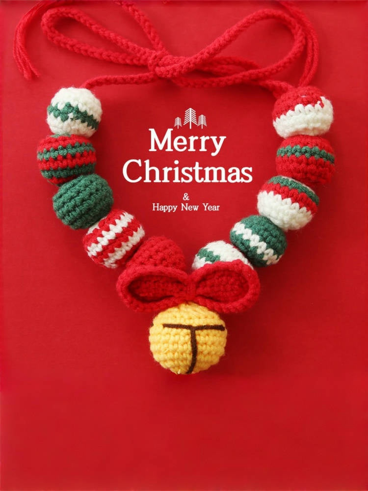 Handwoven Holiday Pet Collar Bib
