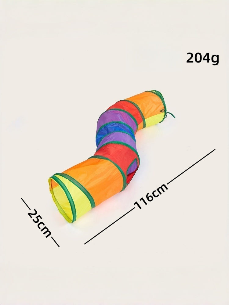 Rainbow Plush Cat Tunnel Toy