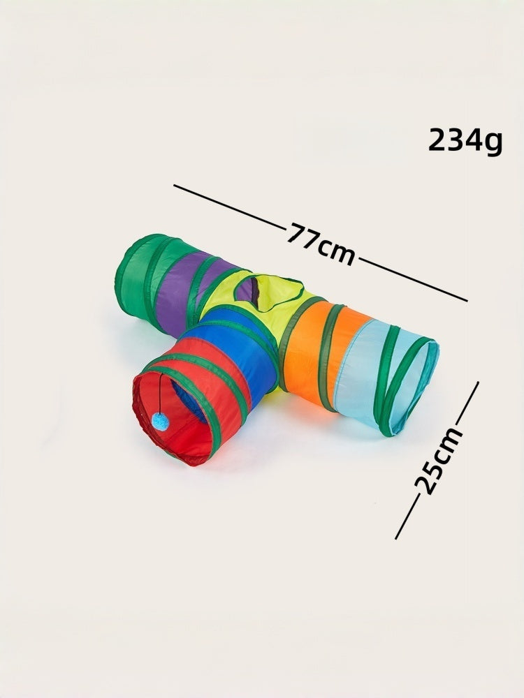 Rainbow Plush Cat Tunnel Toy