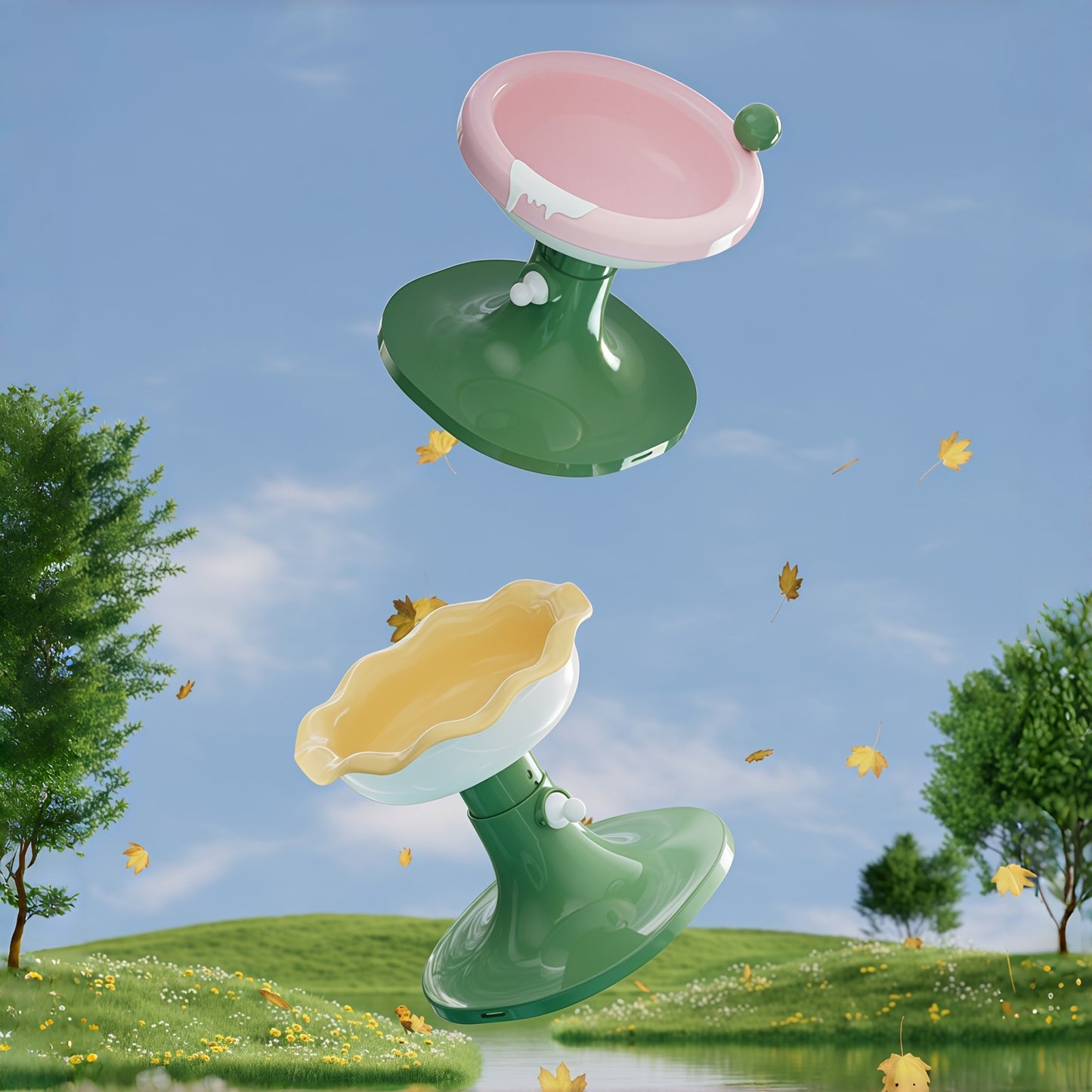 Adjustable Elevated Ceramic Cat Bowl with Stand