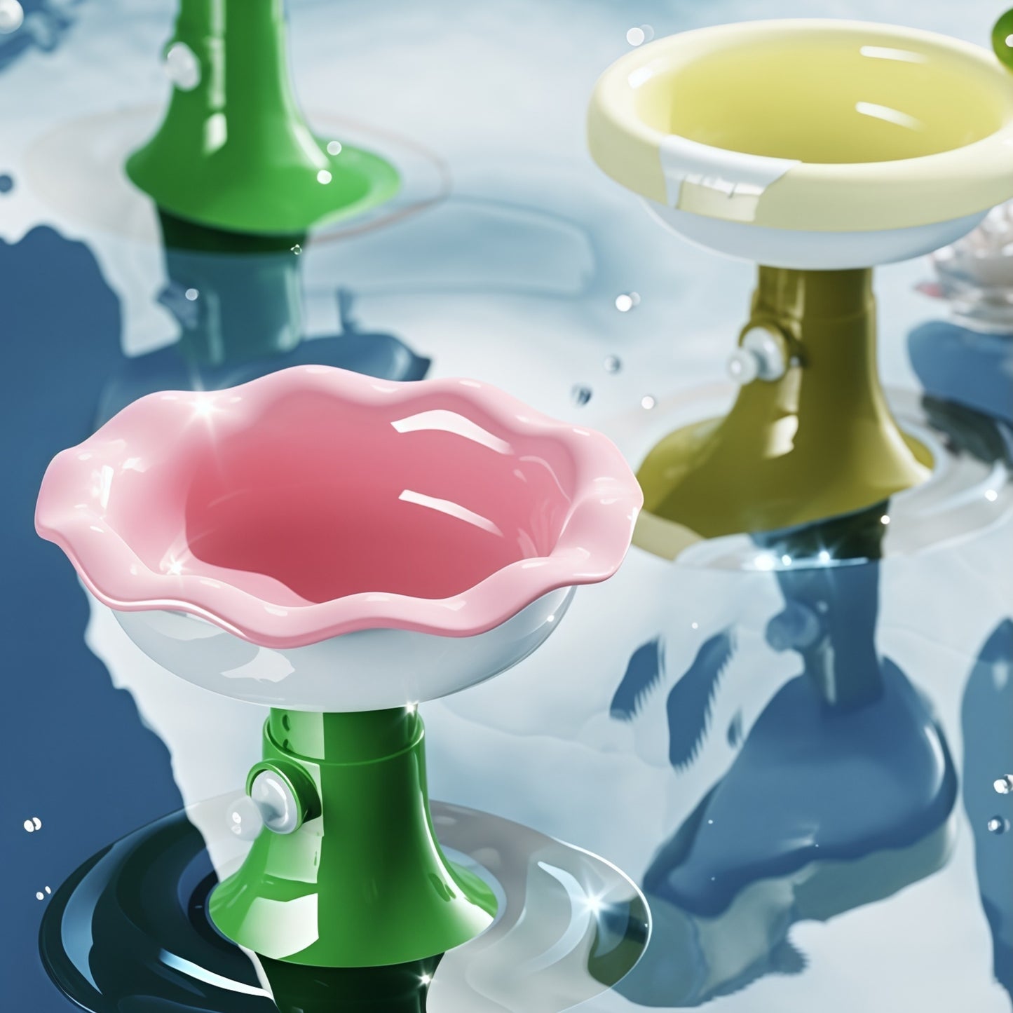 Adjustable Elevated Ceramic Cat Bowl with Stand