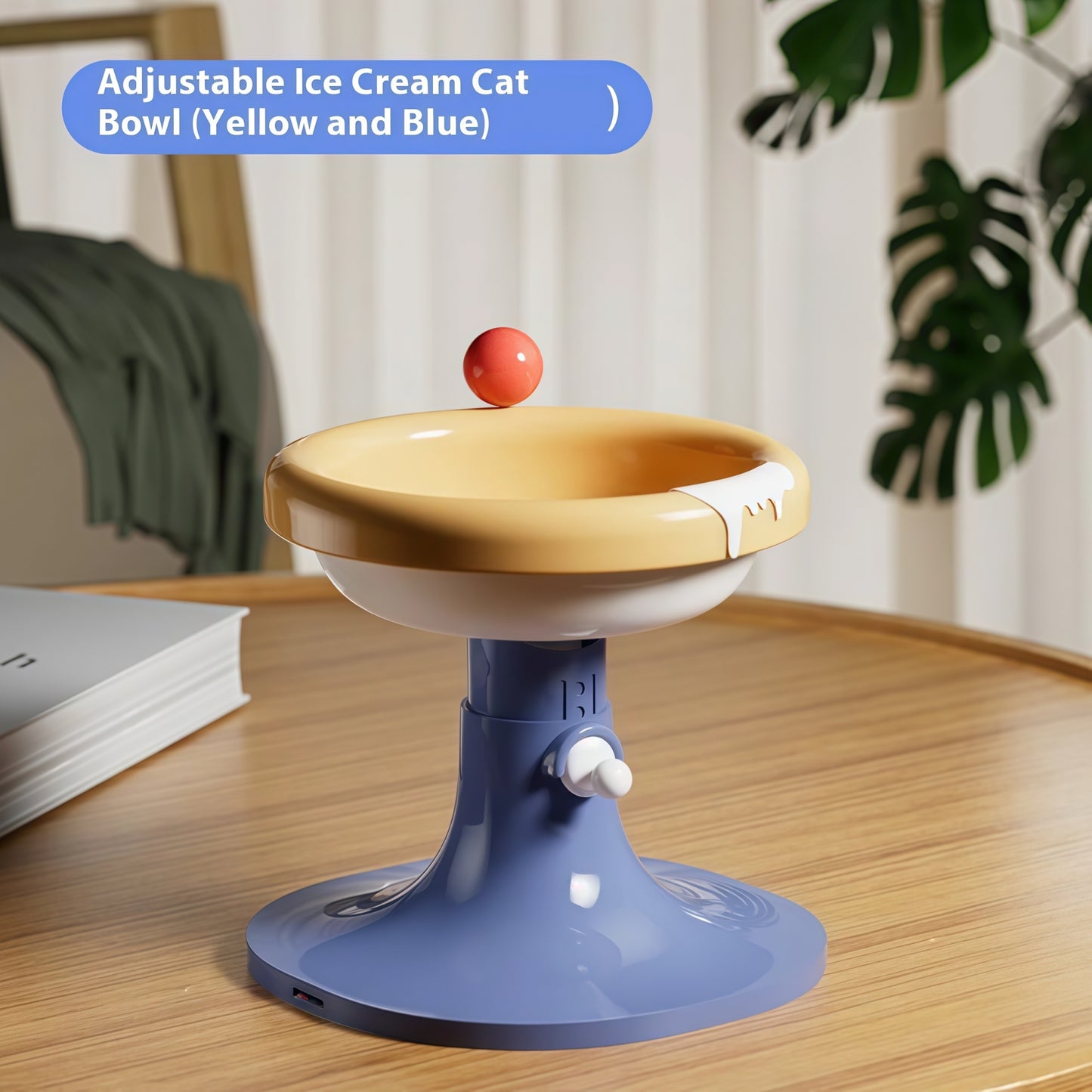 Adjustable Elevated Ceramic Cat Bowl with Stand