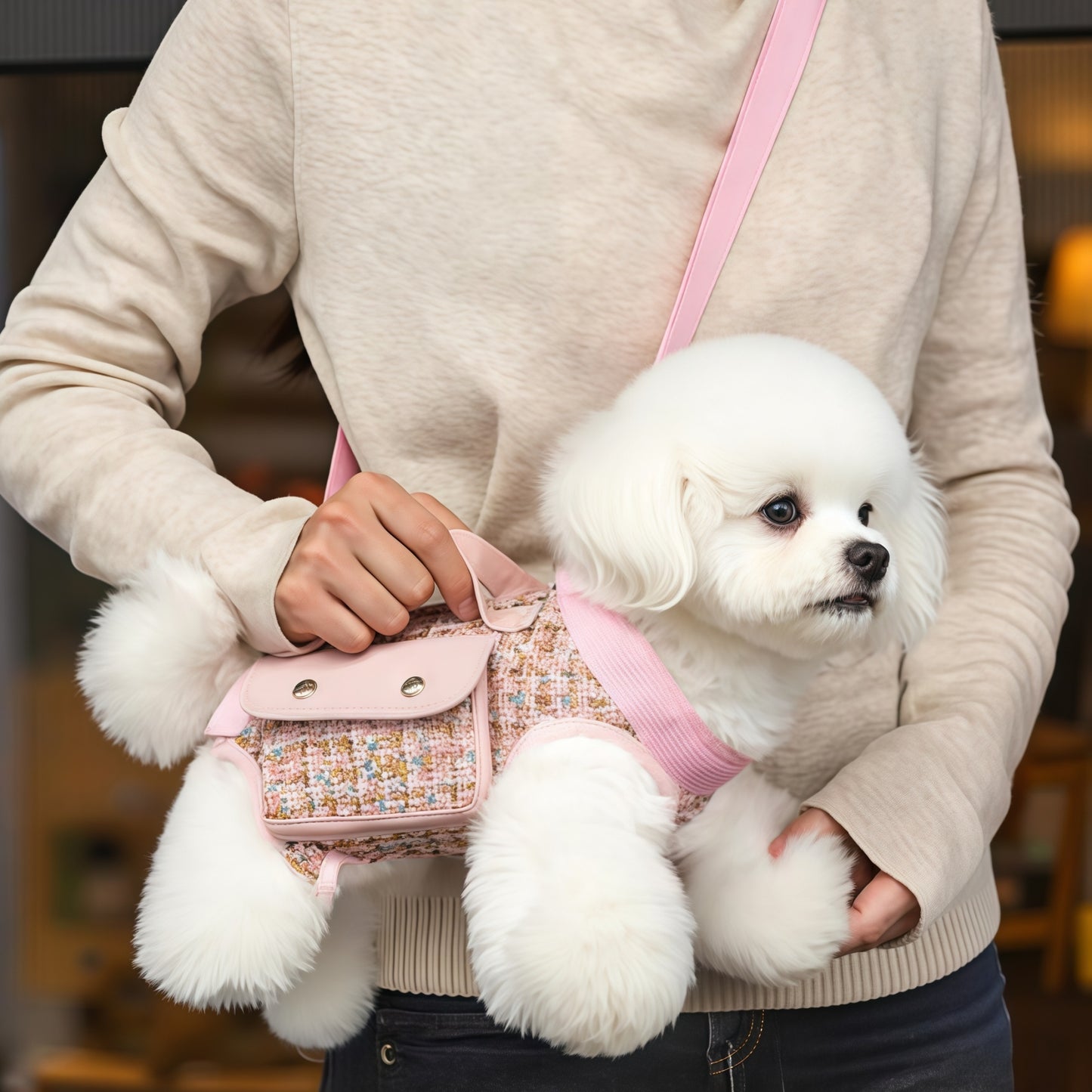 Chic Tweed Pet Sling Carrier