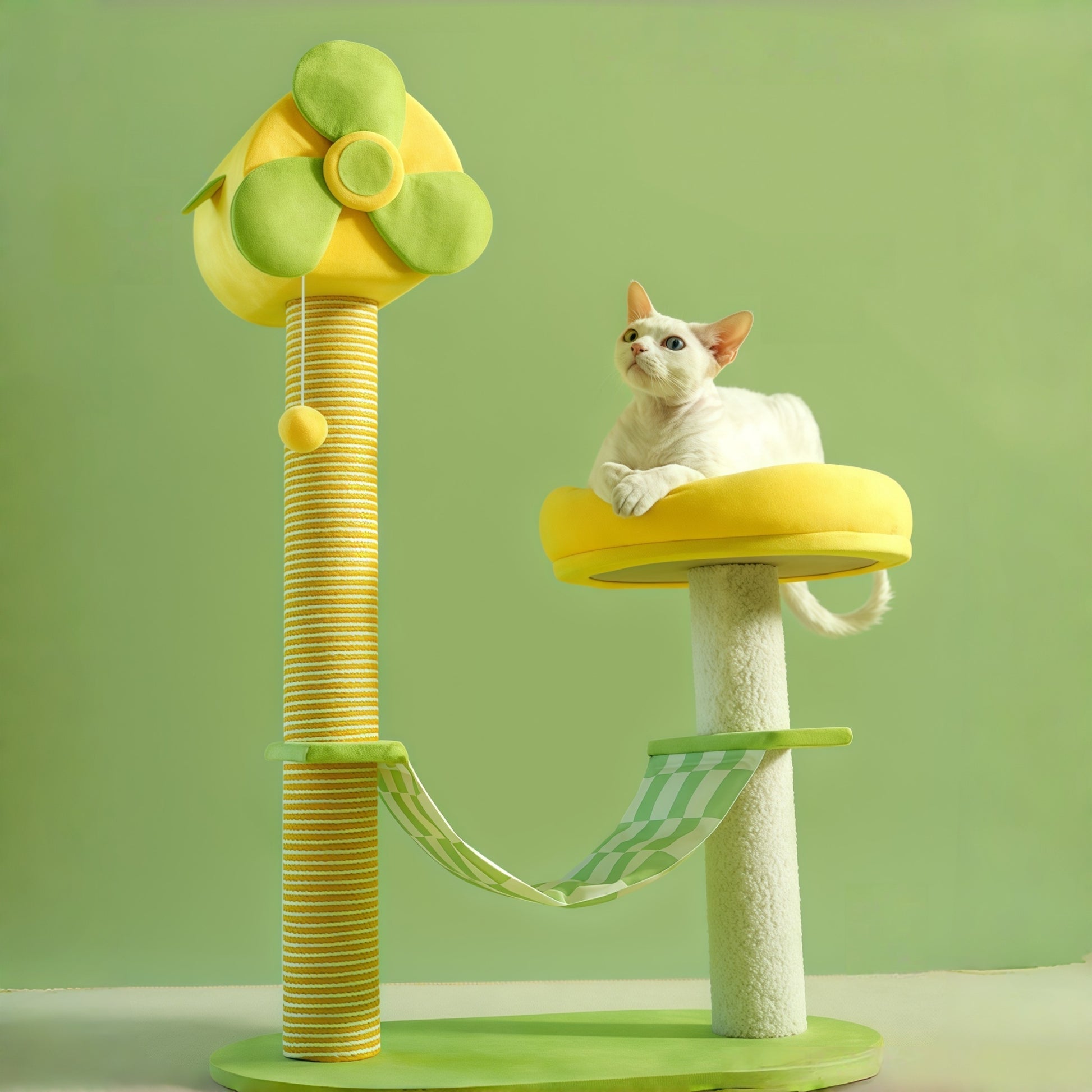 sisal hängematte Multi-Level Cat Tower with Sisal Posts, Perches, Hammock & Cooling Gel Pad