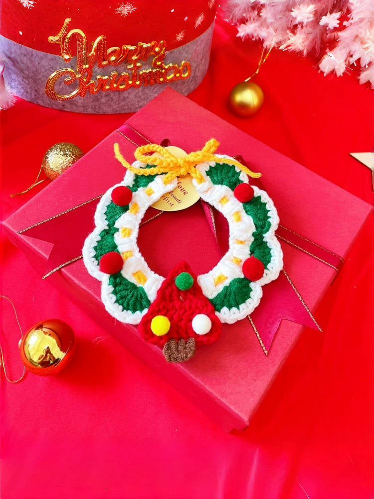 Handwoven Holiday Pet Collar Bib