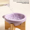 Elevated Porcelain Pet Bowl with Removable Wooden Stand