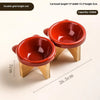 Elevated Porcelain Pet Bowl with Removable Wooden Stand