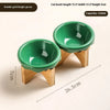 Elevated Porcelain Pet Bowl with Removable Wooden Stand