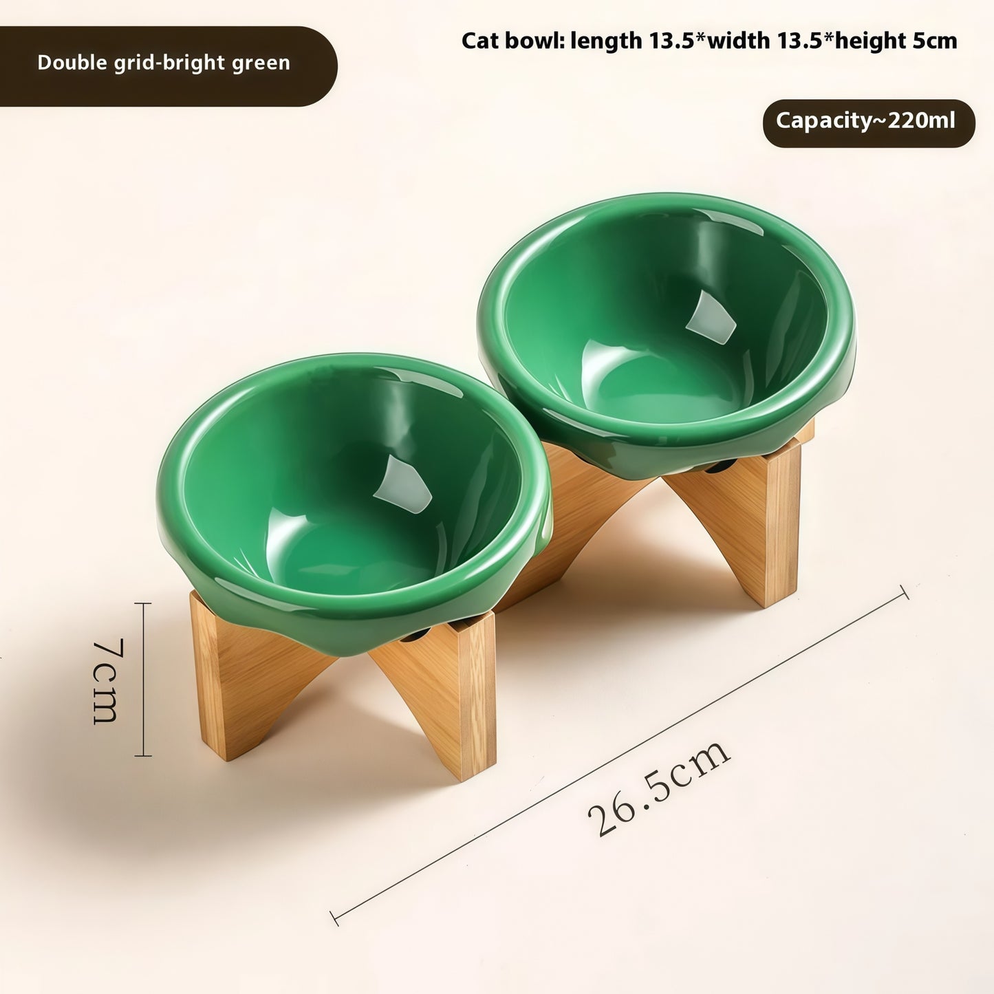 Elevated Porcelain Pet Bowl with Removable Wooden Stand