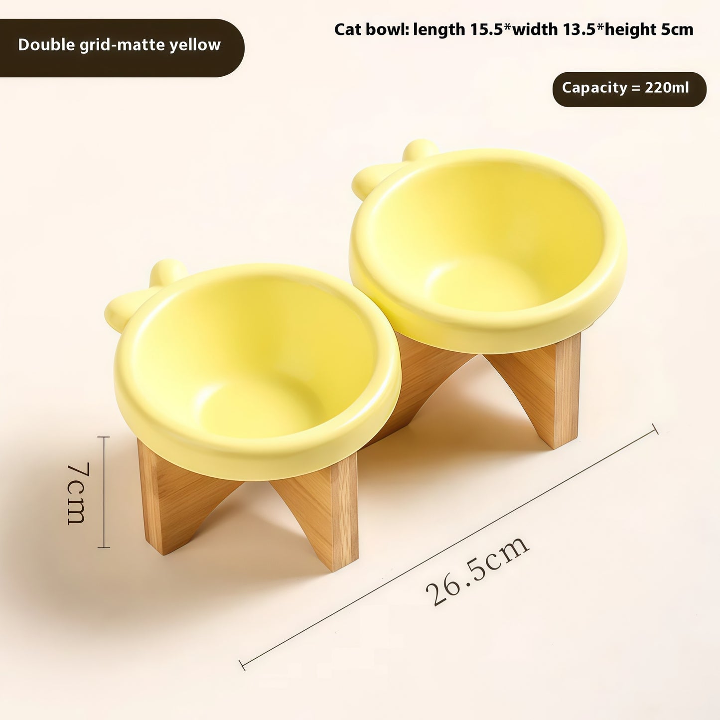 Elevated Porcelain Pet Bowl with Removable Wooden Stand