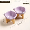 Elevated Porcelain Pet Bowl with Removable Wooden Stand