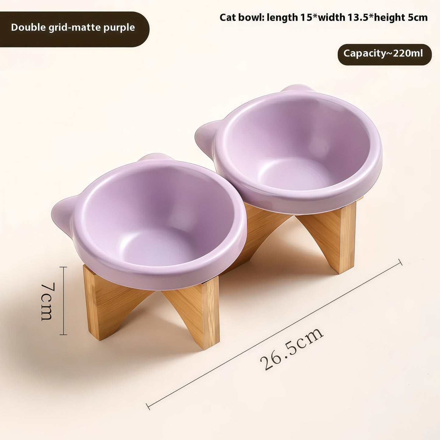 Elevated Porcelain Pet Bowl with Removable Wooden Stand