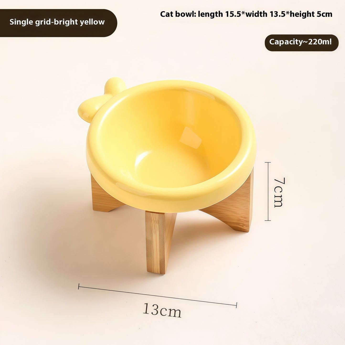 Elevated Porcelain Pet Bowl with Removable Wooden Stand
