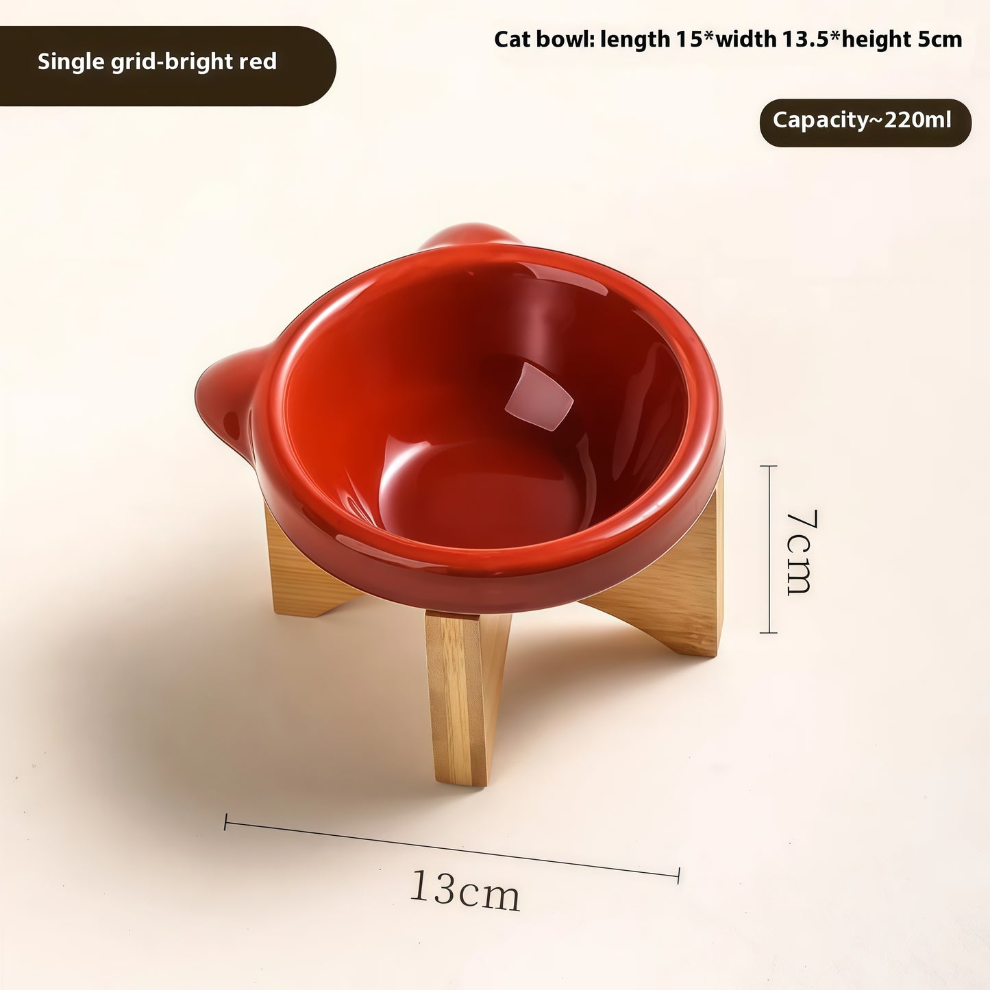 Elevated Porcelain Pet Bowl with Removable Wooden Stand