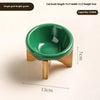 Elevated Porcelain Pet Bowl with Removable Wooden Stand