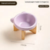 Elevated Porcelain Pet Bowl with Removable Wooden Stand