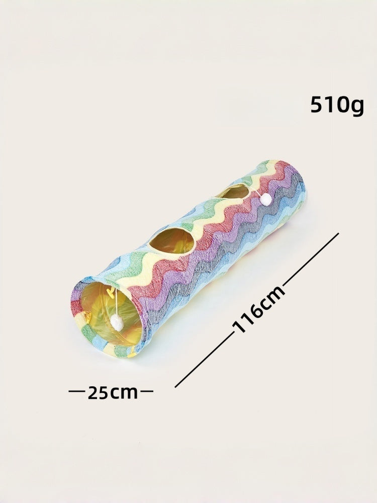 Rainbow Plush Cat Tunnel Toy