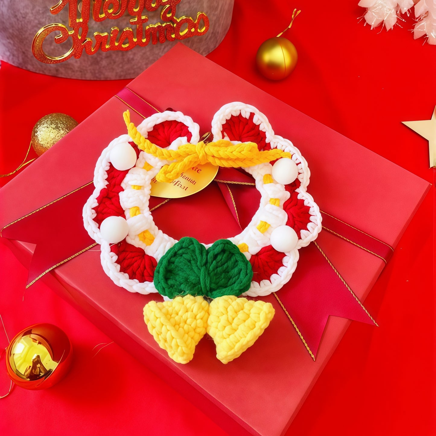 Handwoven Holiday Pet Collar Bib