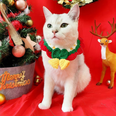 Handwoven Holiday Pet Collar Bib