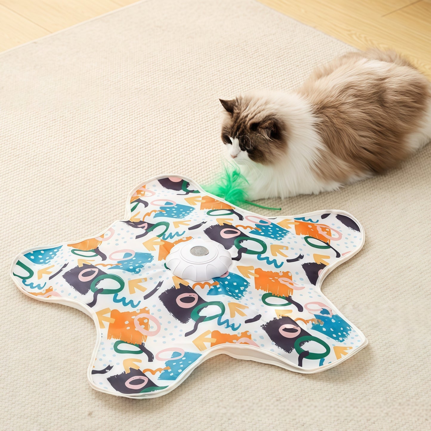 Interactive Hunting Cat Toy – Self-Play Covered Spinner with Wand