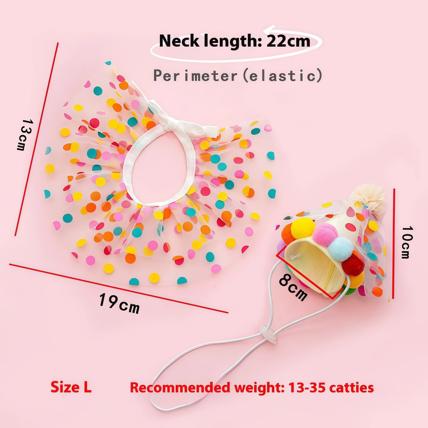 Polka Dot Lace Pet Bib & Birthday Set (Hat + Bib)