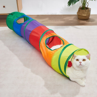Rainbow Plush Cat Tunnel Toy