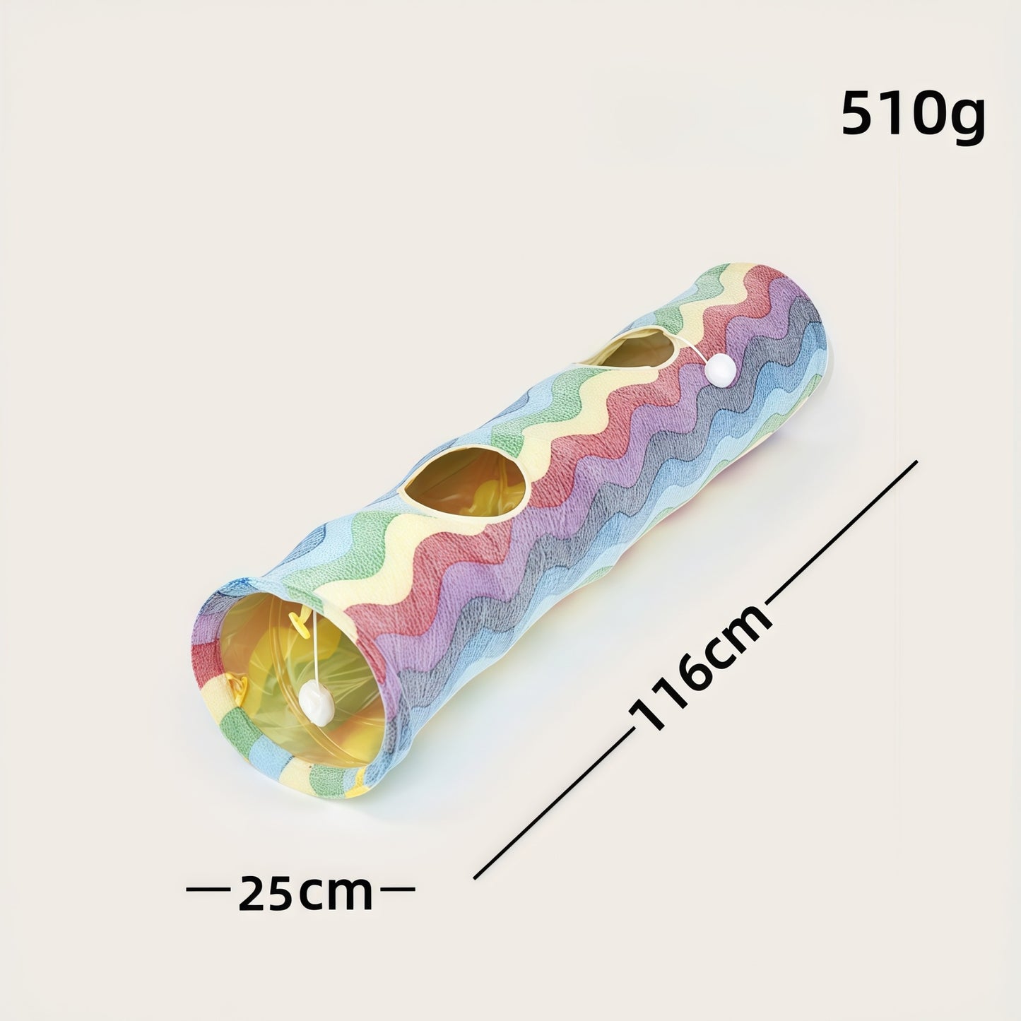 Rainbow Plush Cat Tunnel Toy