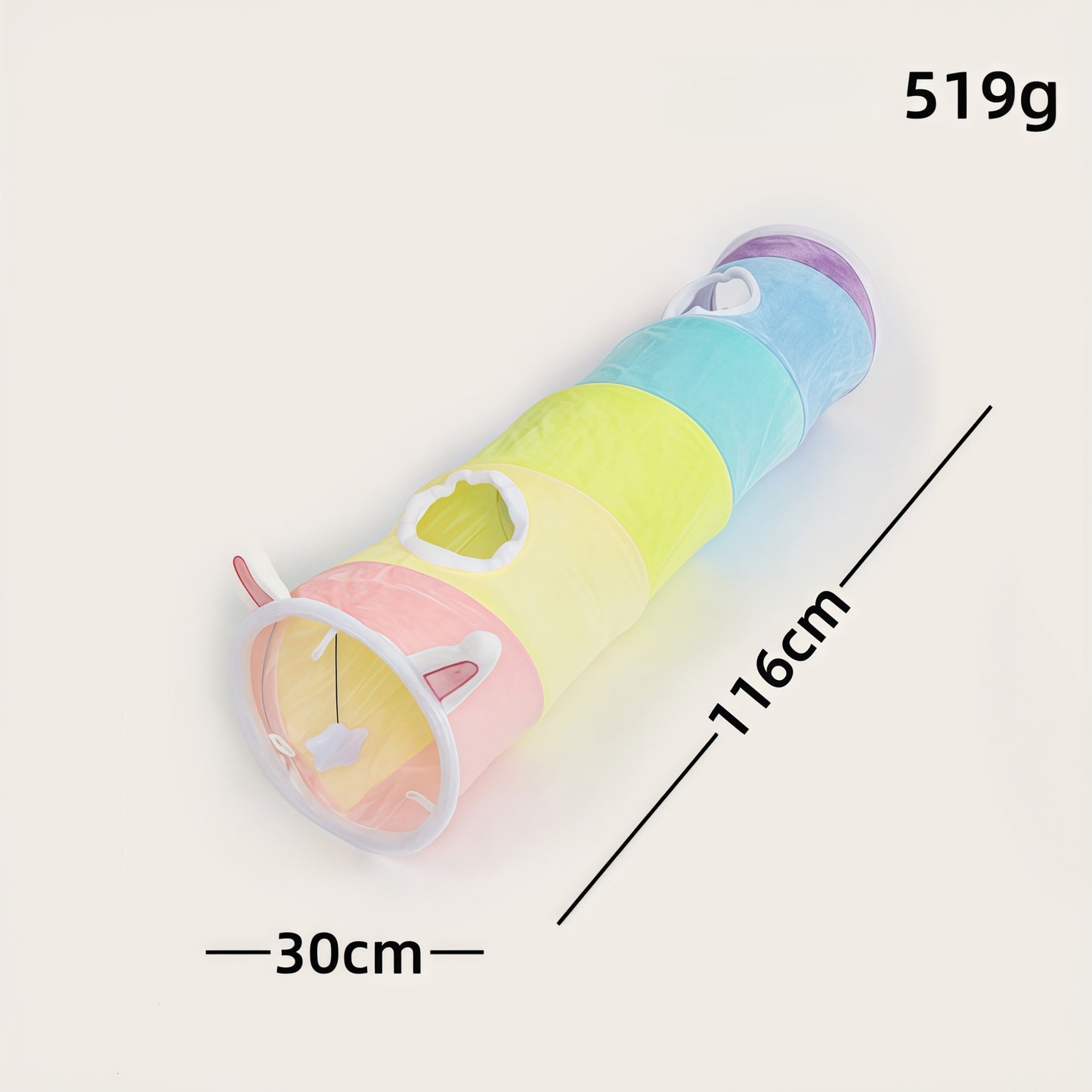 Rainbow Plush Cat Tunnel Toy