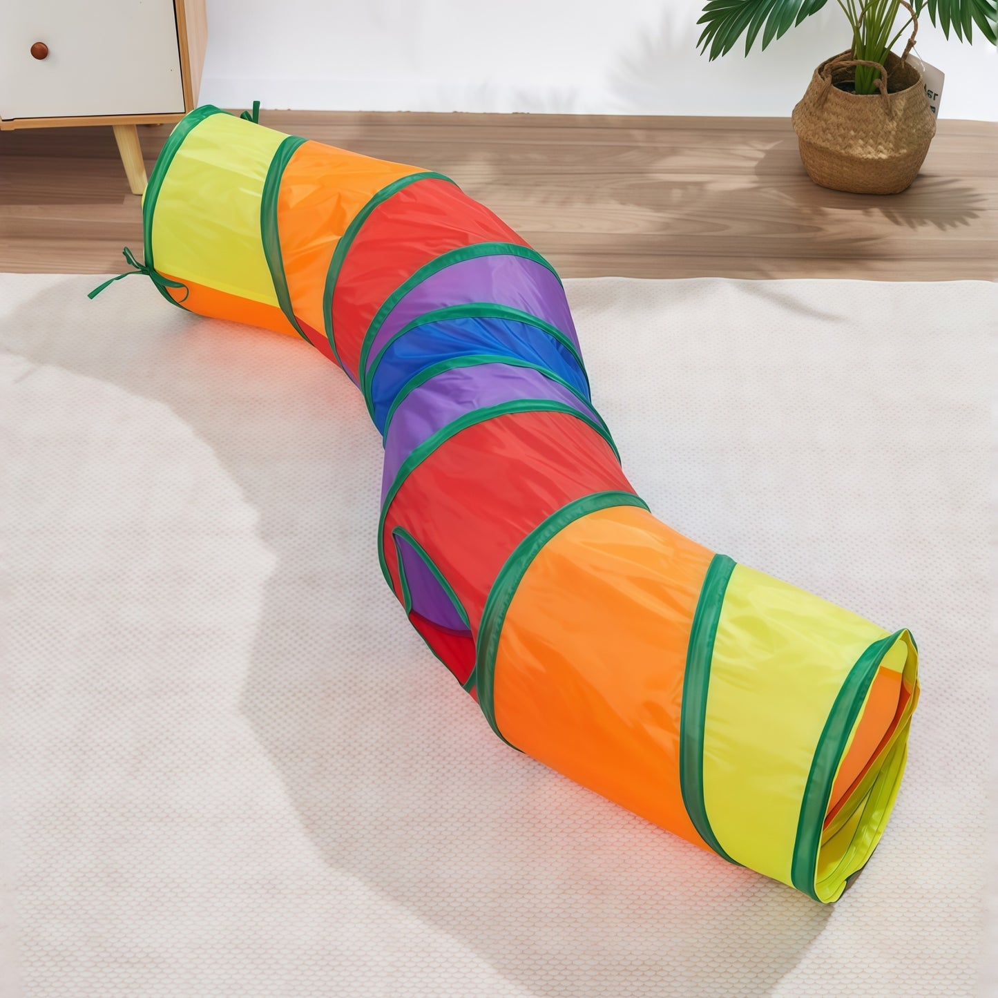 Rainbow Plush Cat Tunnel Toy