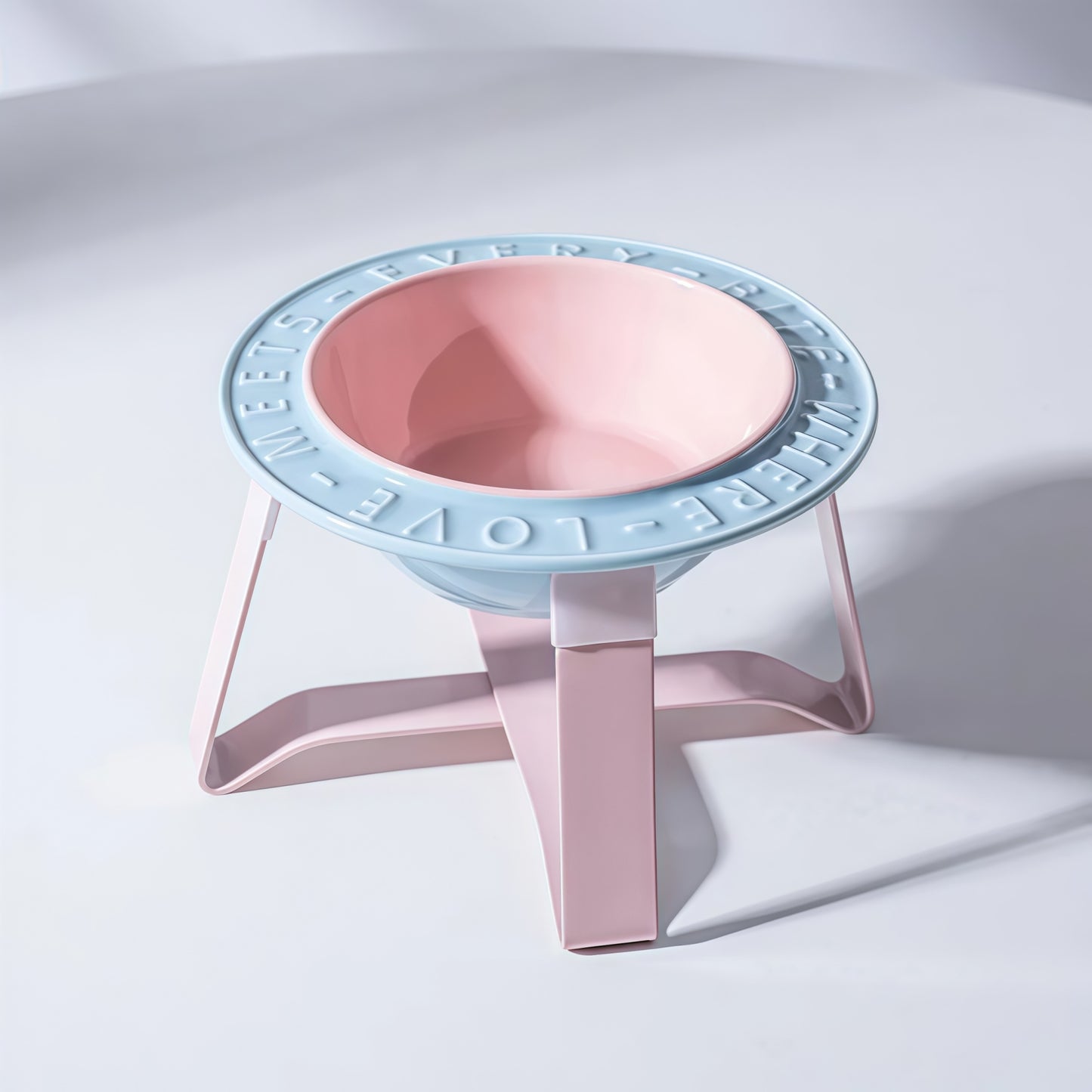 Orbit Raised Ceramic Slow-Feeder Cat Bowl with Iron Stand