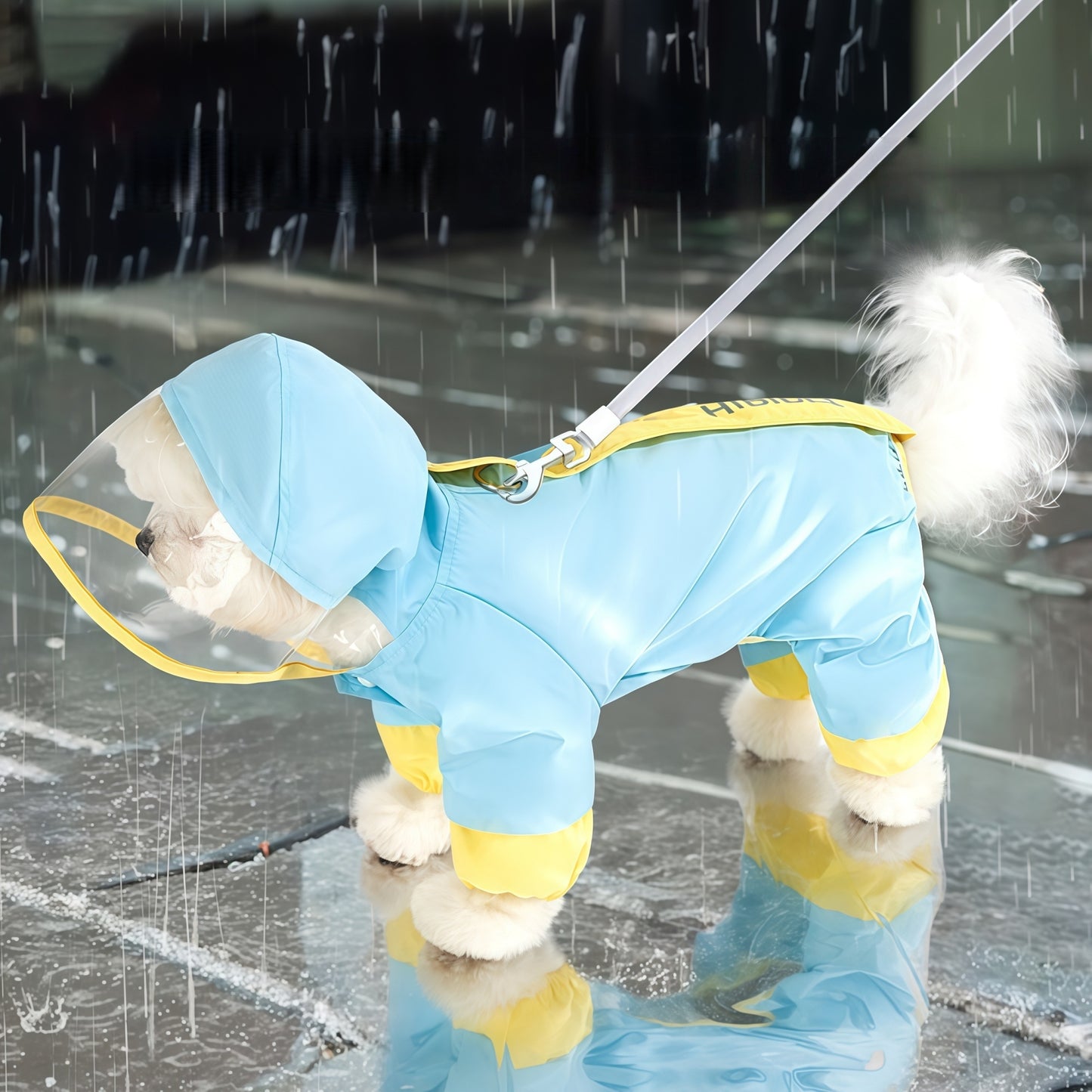 Reflective Waterproof Dog Raincoat With Leash Hole