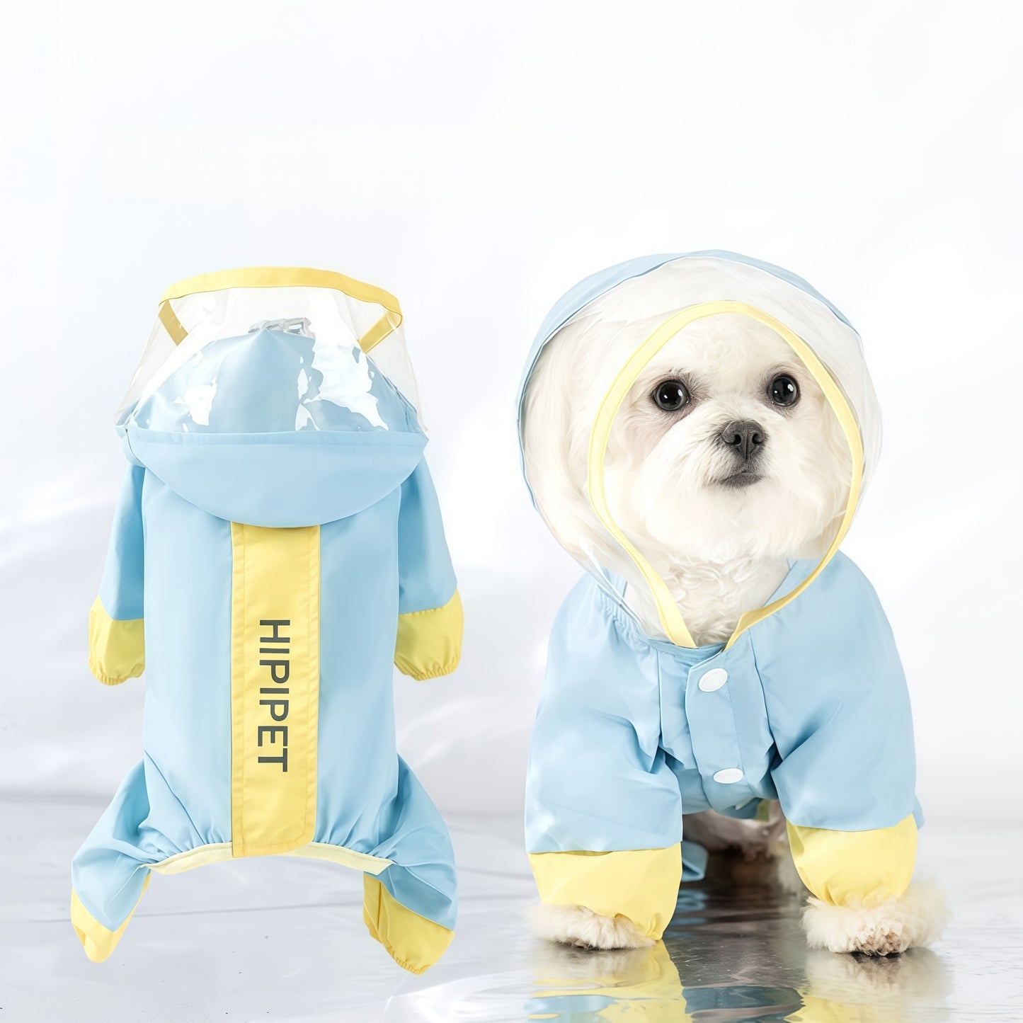 Reflective Waterproof Dog Raincoat With Leash Hole