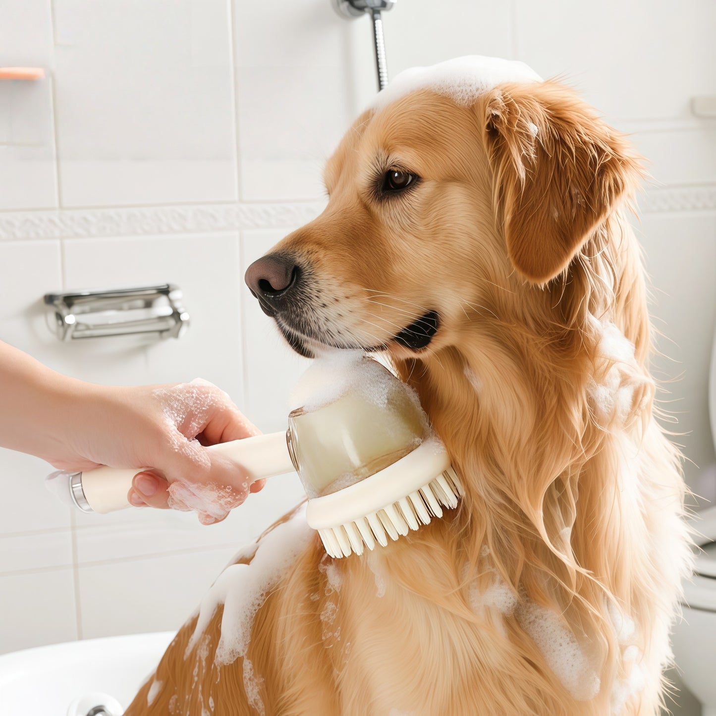 Shampoo-Dispensing Pet Bath & Massage Brush