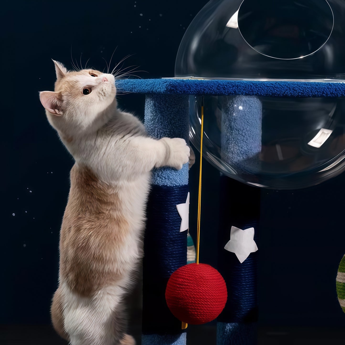 Starlight Sisal Cat Tree with Clear Pod & Dual Cubbies