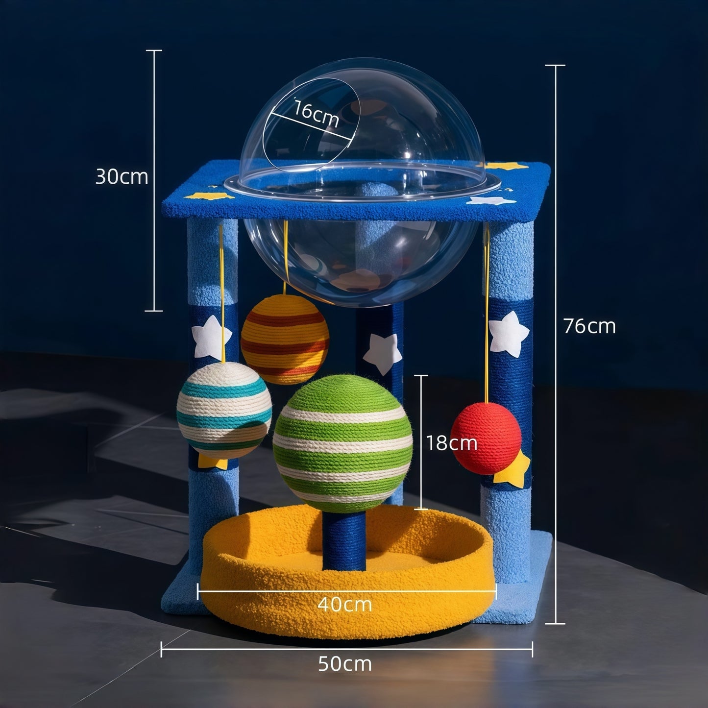 Starlight Sisal Cat Tree with Clear Pod & Dual Cubbies