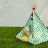 Green Gingham Pet Teepee Tent