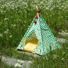 Green Gingham Pet Teepee Tent