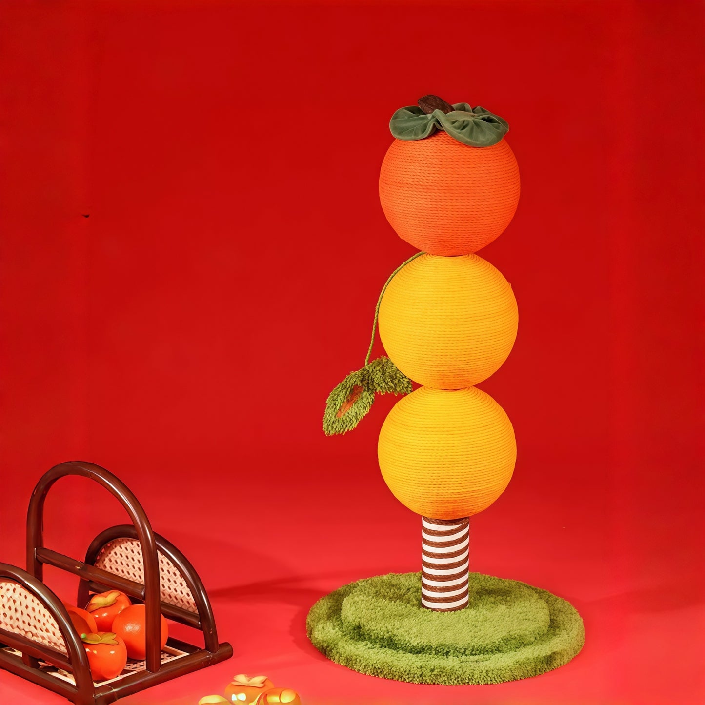 “Good Persimmon” Dual-Post Cat Scratcher Tree